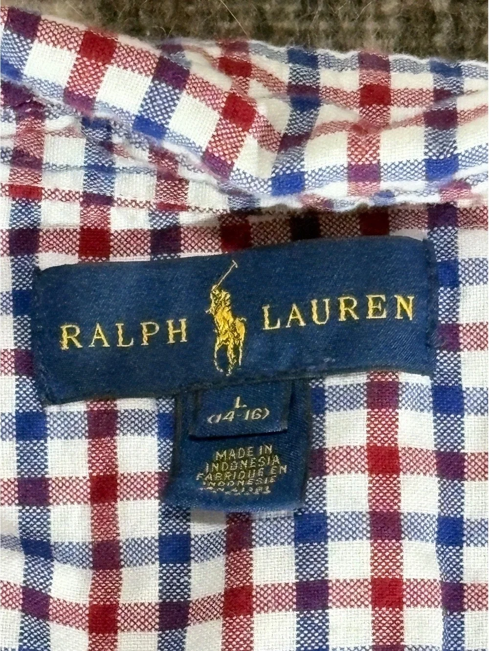 Ralph Lauren Boys Long Sleeve Button-Up Checkered Shirt Large (14/16)